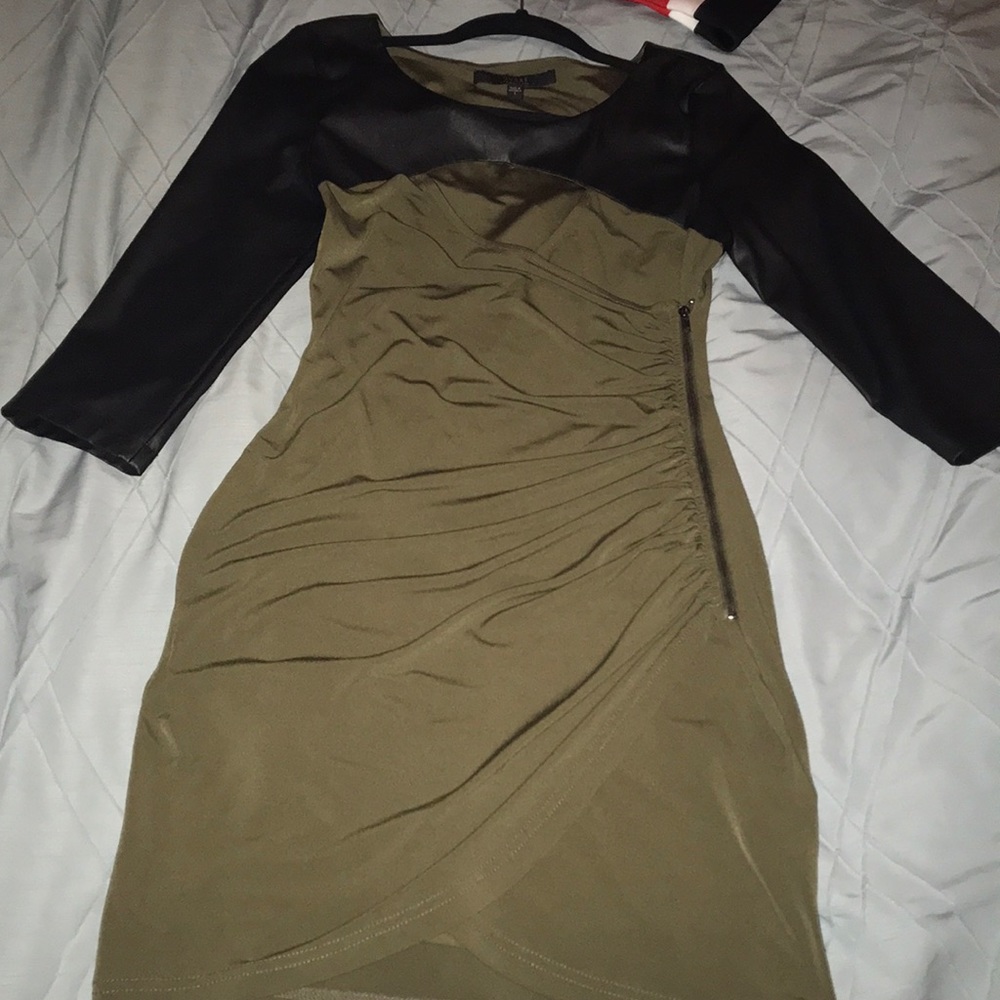 Guess olive and black leather dress
